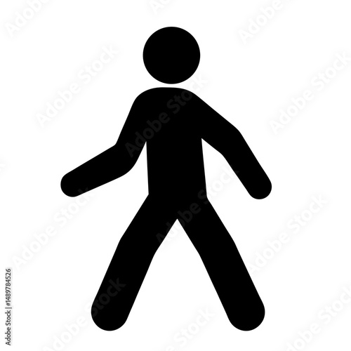 Minimalist pedestrian walking symbol silhouette vector illustration