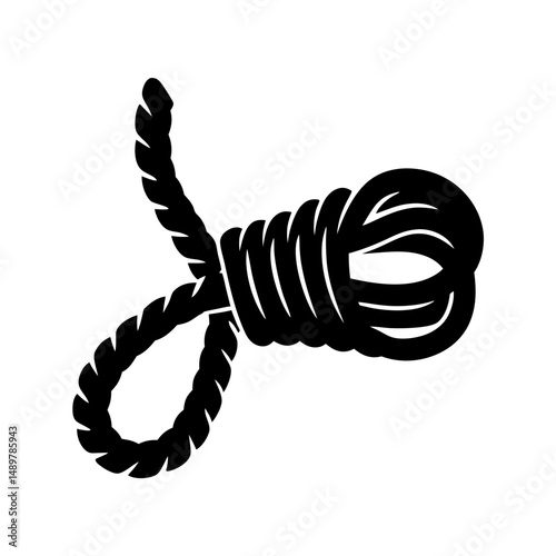 Rope coil in stylized silhouette vector illustration