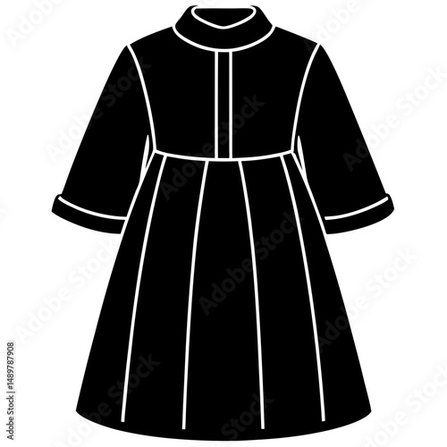 Simple Black Cassock Silhouette on White Background