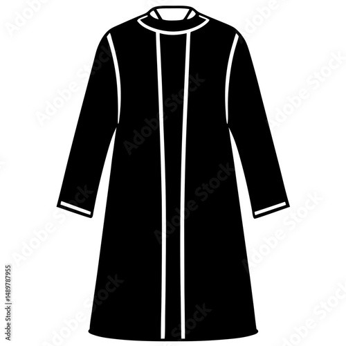 Simple Black Cassock Silhouette on White Background