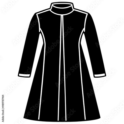 Simple Black Cassock Silhouette on White Background