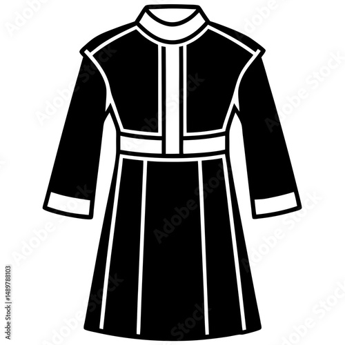 Simple Black Cassock Silhouette on White Background