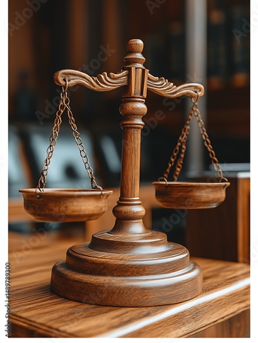 Wooden scale of justice photo