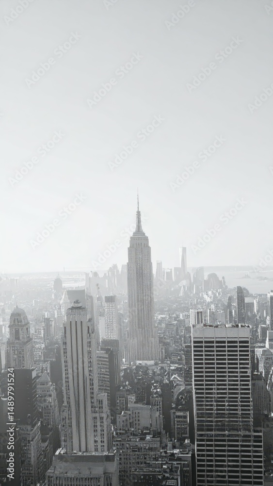 Obraz premium Urban City Skyline with Emphasis on Skyscraper Vertical Lines