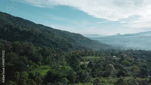 4K Drone Footage of Morning Hills and Misty Valley Aerial View

