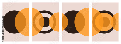 Set Abstract Geometric posters cover. Contemporary vector illustration modular painting with Geometric shapes. Perfect wall panel art card deco background and copybook cover print. EPS 10
