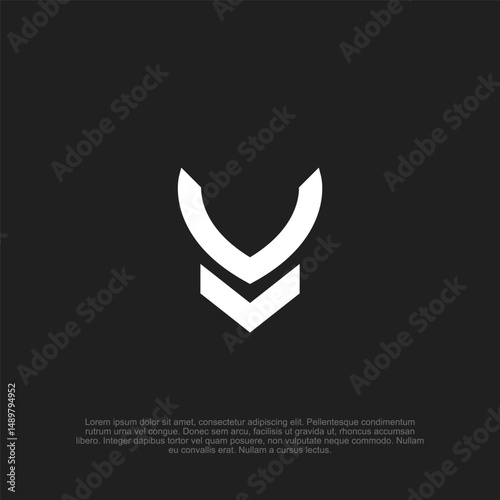 Minimalist Abstract Logo Design: Geometric Downward Arrow Symbol on Dark Background, Ideal for Branding and Technology Concepts Seeking Simplicity and Precision