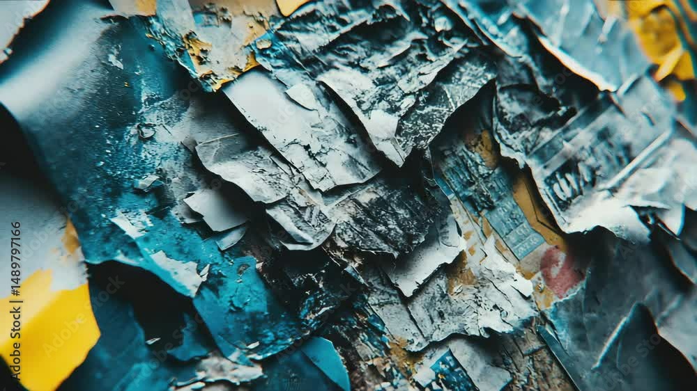 Abstract Close-Up of Decaying Urban Billboard with Torn Posters, Ripped ...