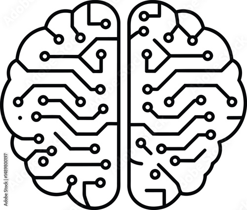 Brain Circuit Vector Illustration