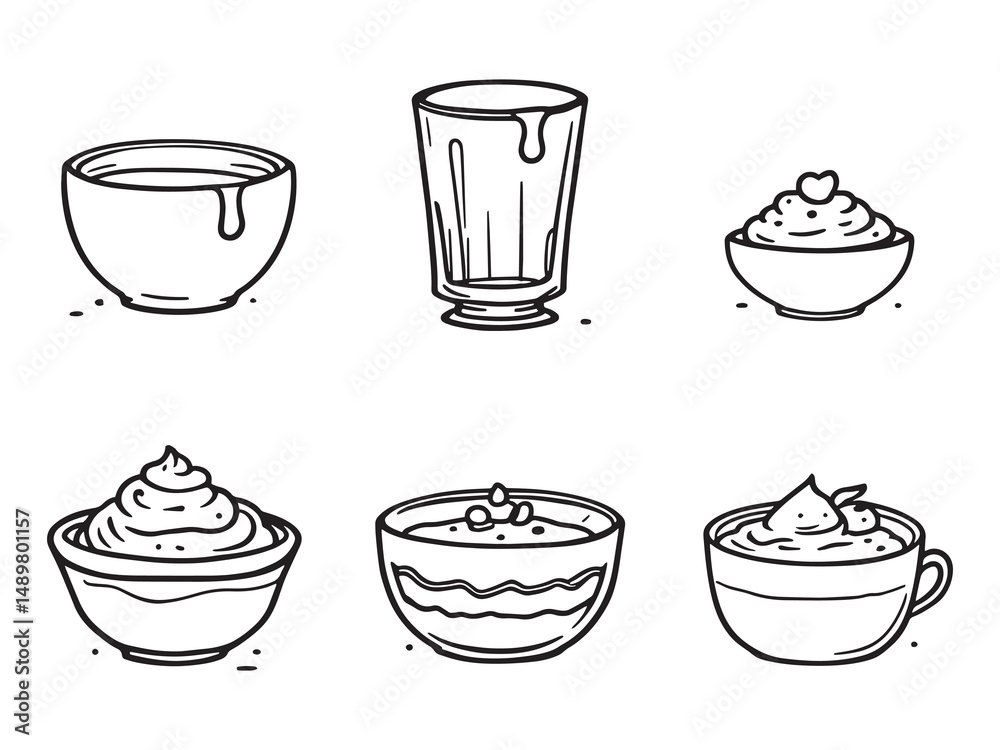 Obraz premium Pudding line art vector illustration