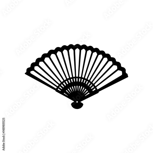 Hand Fan  silhouette icon vector flat design.