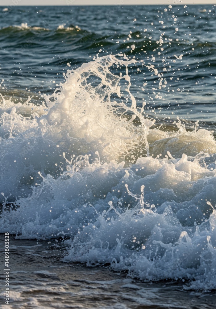 Obraz premium Ocean Wave Splashing on Sandy Beach