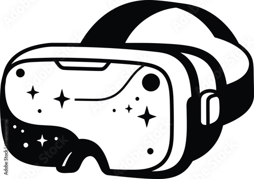 VR Headset with Starry Interior - Minimalist Vector