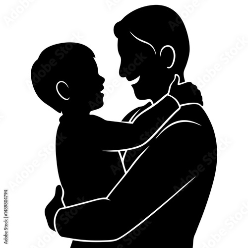 Father and Child Embrace Love and Connection Artwork