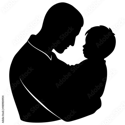 Father Holding Child Close in Emotional Silhouette