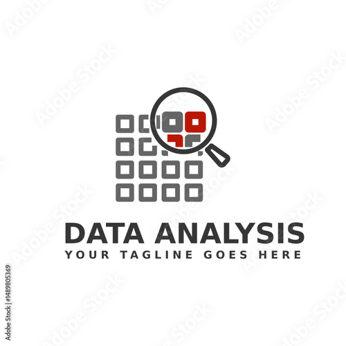big data analysis logo, Magnifying glass with  Digital Account Data Analyzing Searching logo