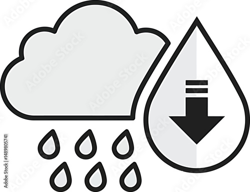 Minimalist Cloud Download as Raindrop Vector