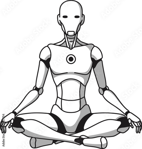 Minimalist Robot Vector on White