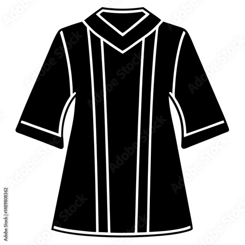 Simple Black Choir Robe Silhouette on White Background