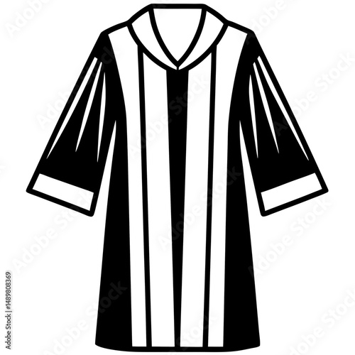 Simple Black Choir Robe Silhouette on White Background