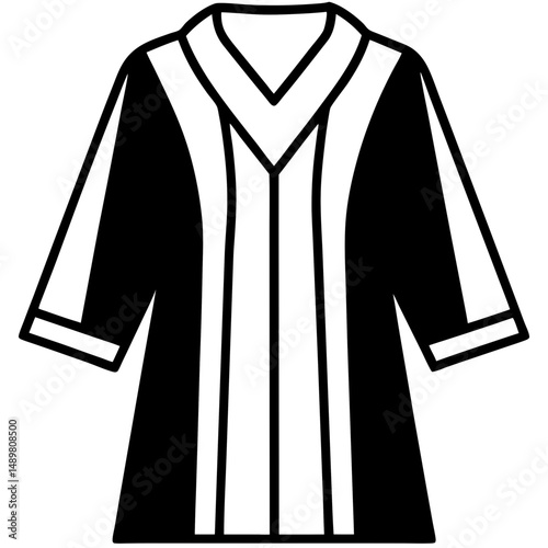 Simple Black Choir Robe Silhouette on White Background