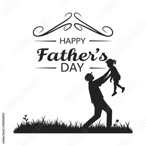 Happy father's day dad daughter silhouette grass
