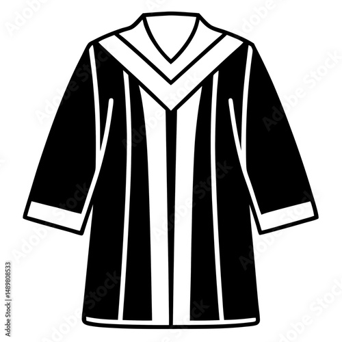 Simple Black Choir Robe Silhouette on White Background