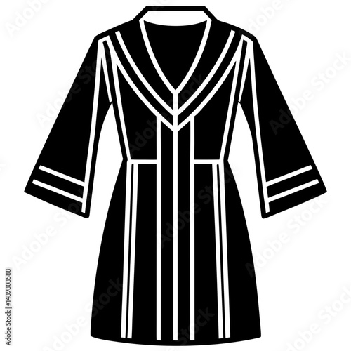 Simple Black Choir Robe Silhouette on White Background