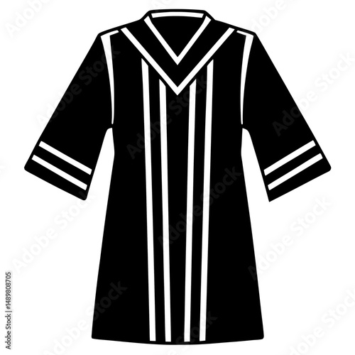 Simple Black Choir Robe Silhouette on White Background