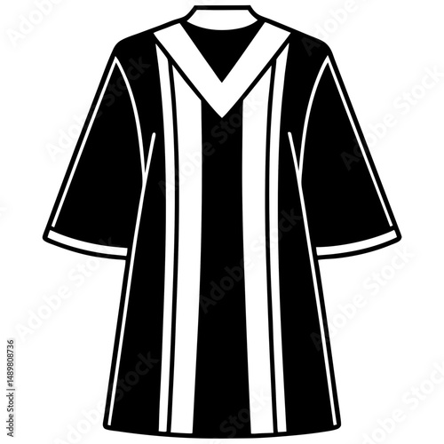 Simple Black Choir Robe Silhouette on White Background
