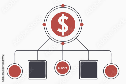 Budgeting and Financial Planning Concept: An Abstract Diagram Illustrating Resource Allocation and Financial Control.