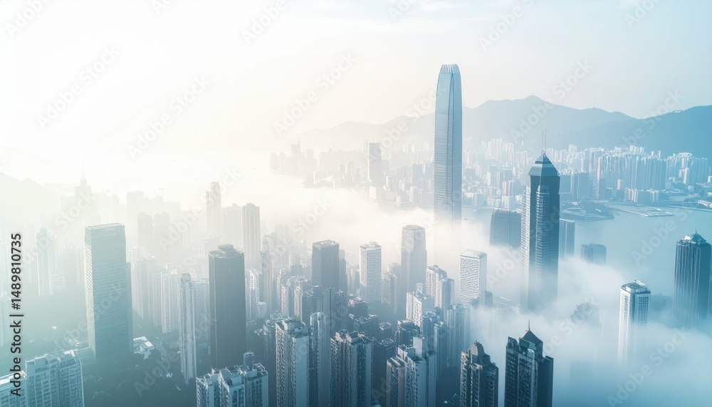 custom made wallpaper toronto digitalAtmospheric Cityscape with Hazy Distant Elements and Unique Perspectives