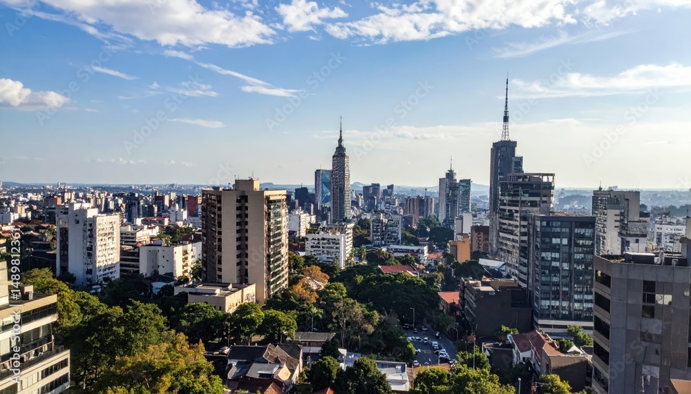 Obraz premium Artistic Cityscape Featuring Urban Architecture and Scenic Views