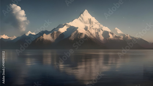 mountain nature view with lake