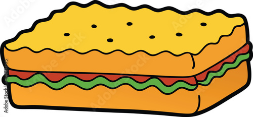 lasagna with white background