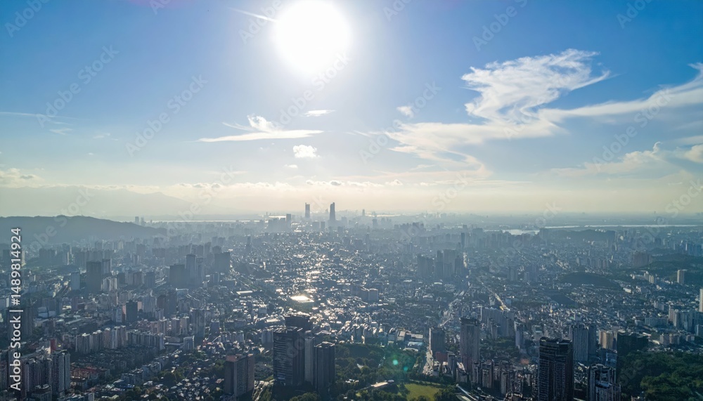 Fototapeta premium Urban Interaction: Humans Engaging with Cityscape Environment