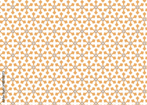Seamless vector pattern featuring geometric floral shapes and symmetry, Decorative repeating background ideal for textile or home decor