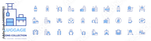 Luggage icons collection. Line Duotone style, editable stroke. luggage, luggage cart, baggage, suitcase, travel, scale, suitcases, no travelling