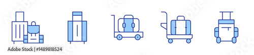 luggage, luggage cart, suitcase. Luggage Icon vector illustration. Line Duotone style. Editable stroke