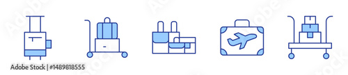 luggage, suitcase, luggage cart. Luggage Icon vector illustration. Line Duotone style. Editable stroke