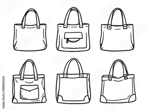 Tote Bag line art vector illustration