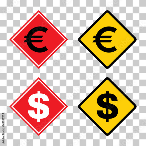Set of dollar euro money symbol, business cash icon, save bank sign, vector illustratio .