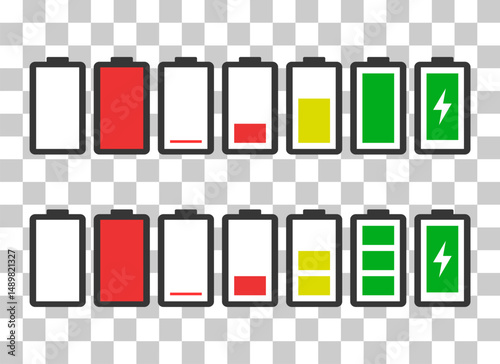 Set of Power technology icon, battery web shape design, energy level vector illustration .
