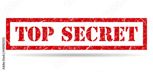 Top secret stamp shadow symbol, label sticker sign button, text banner vector illustration .