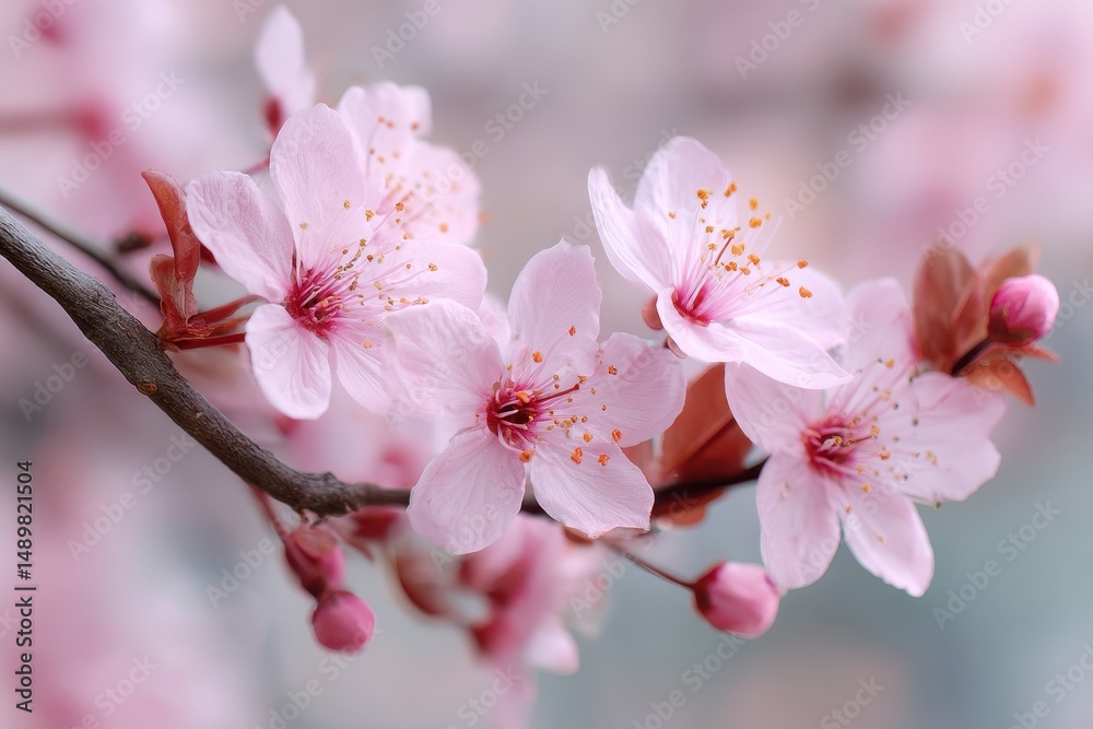 Delicate Pink Cherry Blossoms in Full Bloom Delicate Pink Cherry Blossoms in Full Bloom