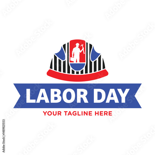 Minimalist Labor Day design with USA flag icon