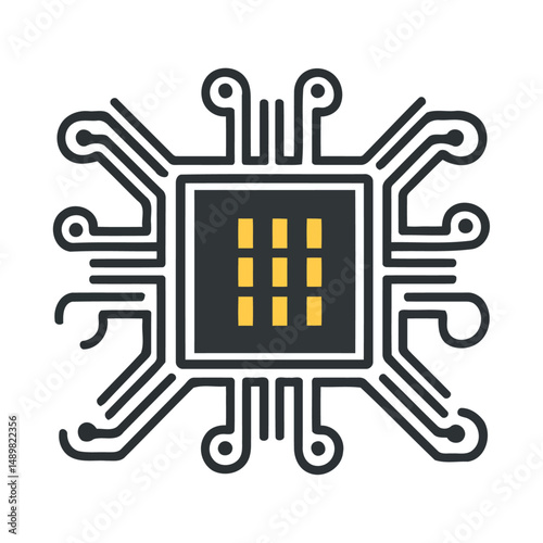 Modern Yellow Microchip Processor