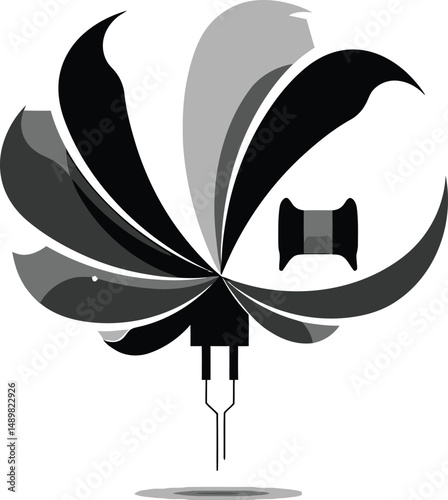 Blooming Capacitor - Minimalist Vector Design