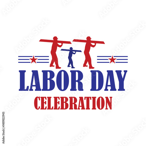 Labor Day celebration with dancing figures and stripes
