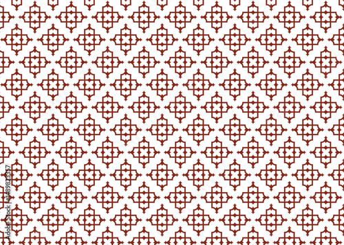 Seamless vector pattern featuring geometric floral shapes and symmetry, Decorative repeating background ideal for textile or home decor